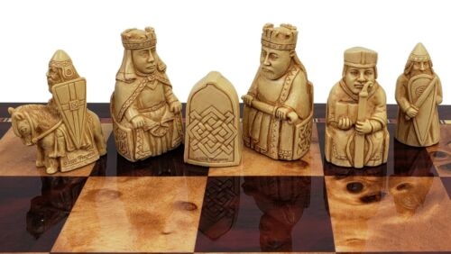 Best Quality Red & Ivory Finish Mini Isle of Lewis Chess Men Set 2 3/8 inch King - NO BOARD.
