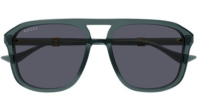 Pre-owned Gucci Gg1494s-003 Square Green In Gray