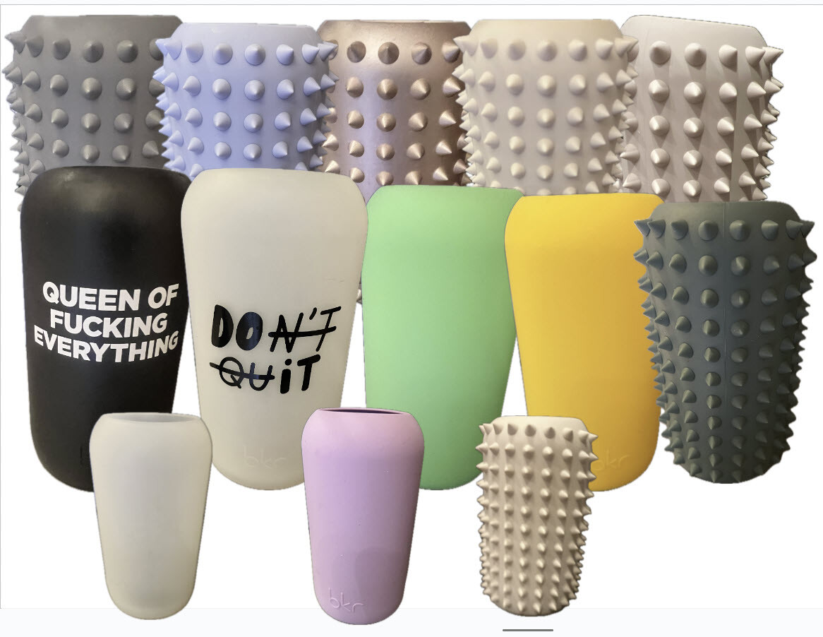 bkr Water Bottle Sleeve Spiked, Smooth Sleeve 1L 32oz Big & 500ml 16oz Little