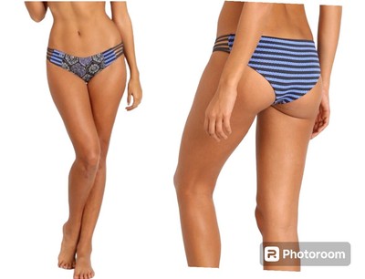 Maaji Bikini Bottom Swimsuit Swim Blue And Black Size Large