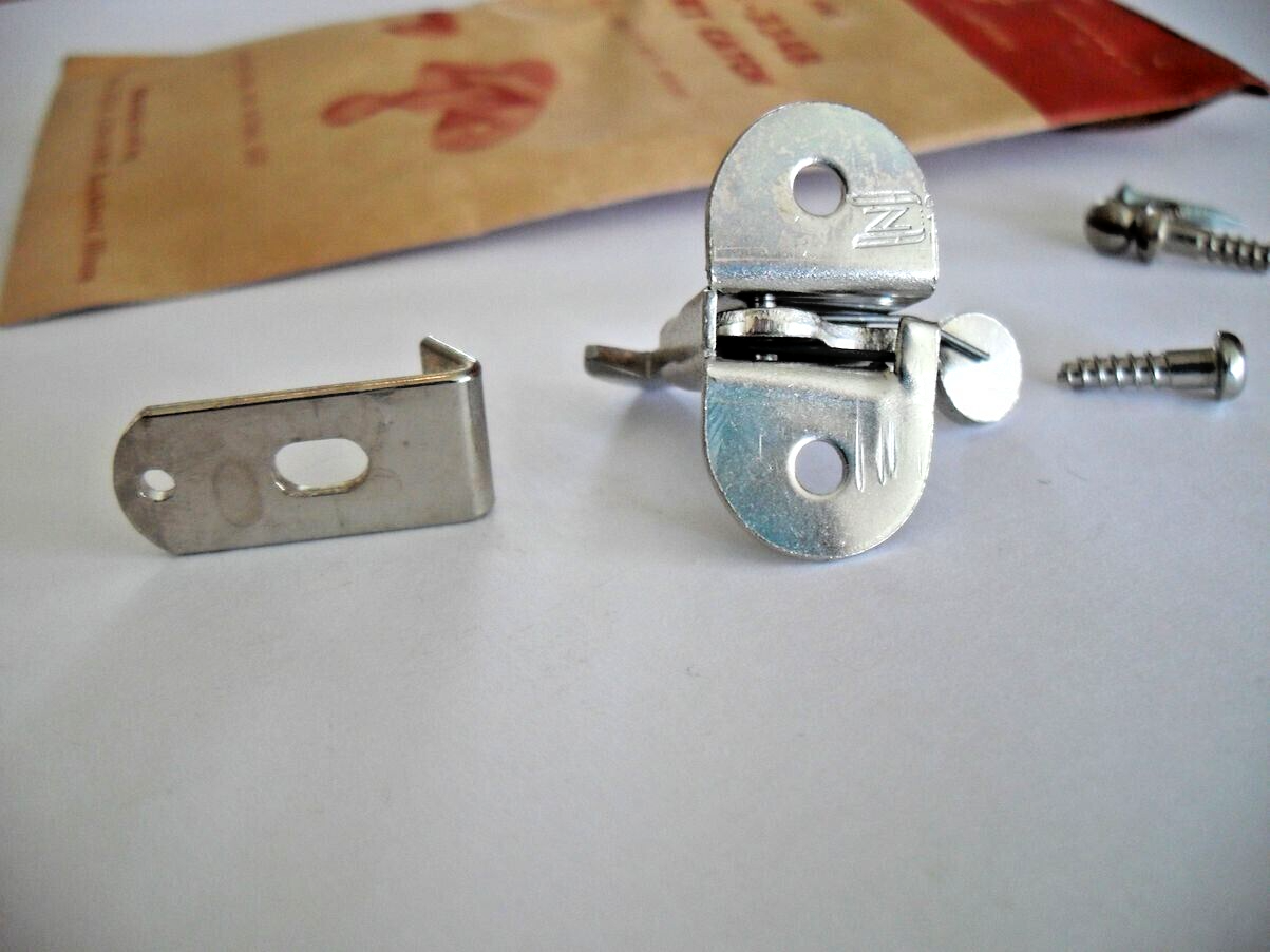 Vintage Nos Nickel Plated Spring Elbow Cabinet Door Catch AKA Rooster Latch