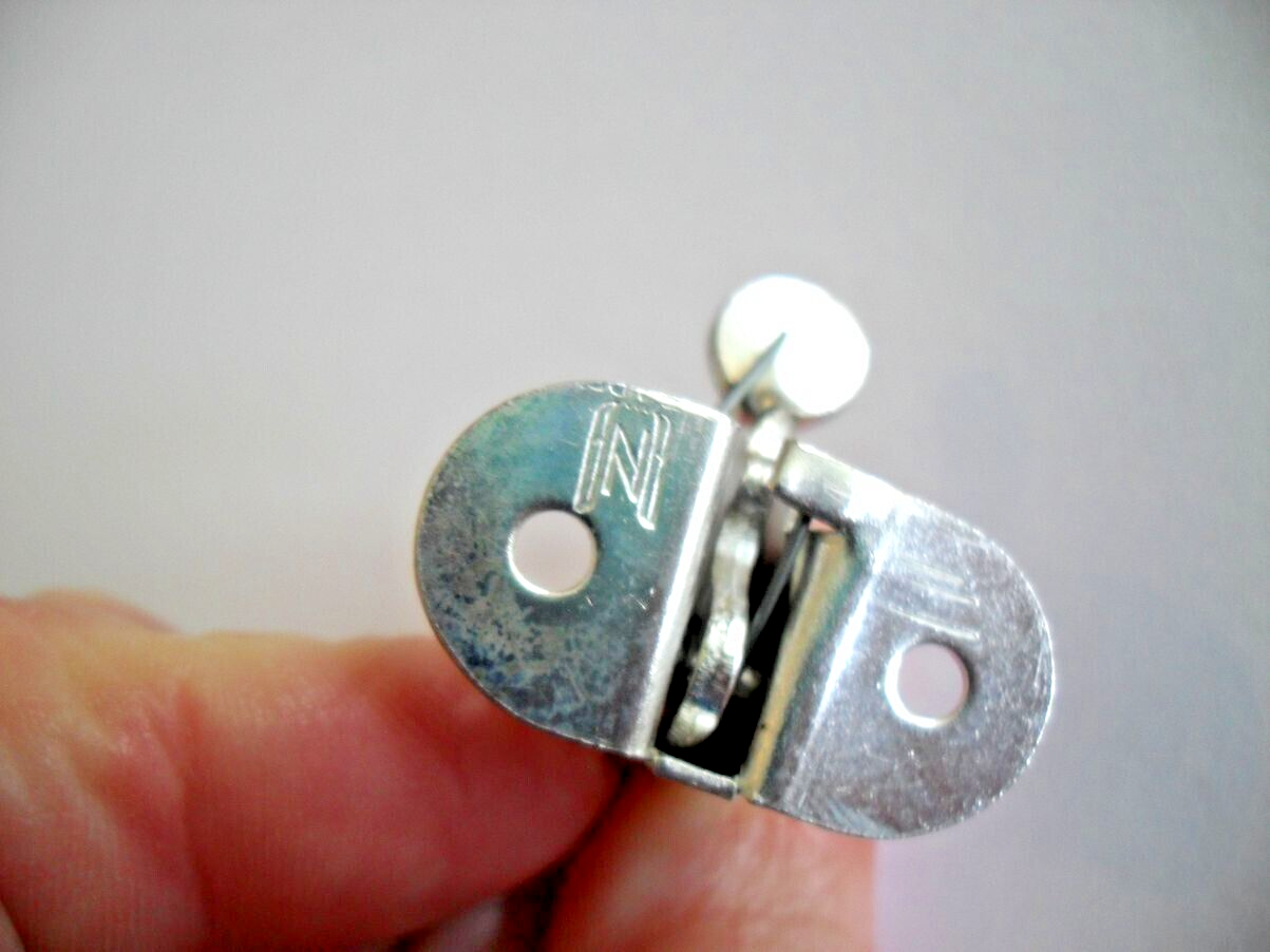 Vintage Nos Nickel Plated Spring Elbow Cabinet Door Catch AKA Rooster Latch