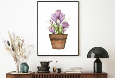 Flowervase Vector Watercolor Art Print Premium Poster High Quality choose sizes