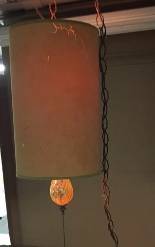 Vintage Antique Swag Lamp ( 1940’s ).   Great Shape EXCEPT For The SHADE