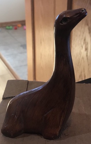 Vtg Sleek Seal Sea Lion Hand Carved Wood Figure Wooden Sculpture