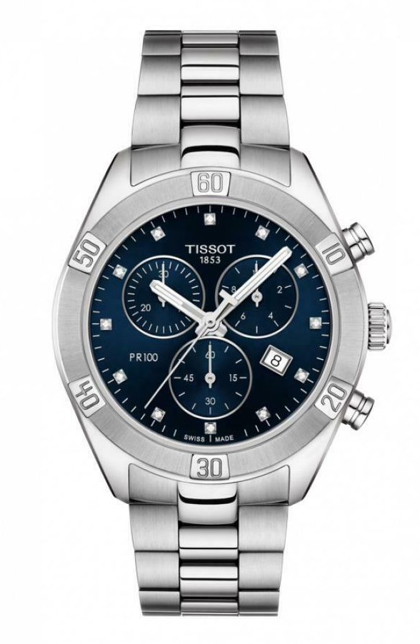 Pre-owned Tissot Pr 100 Sport Chic Chrono Blue Dial Women's Watch T1019171104600