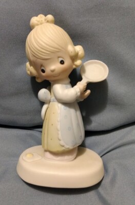Vtg. Precious Moments - Eggs Over Easy. Girl flipping egg on floor