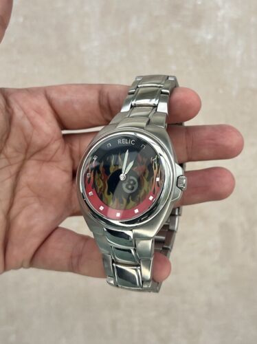 SUPER RARE y2k Relic by FOSSIL, Big Tic Fire Watch Red 8 Ball, Box + New Battery | eBay SUPER RARE y2k Relic by FOSSIL, Big Tic Fire Watch Red 8 Ball, Box + New Battery | eBay