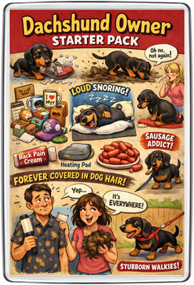 Dachshund Owner Starter Pack Fridge Magnet Gift Sausage Dog Lovers 🐾✨ Comedy