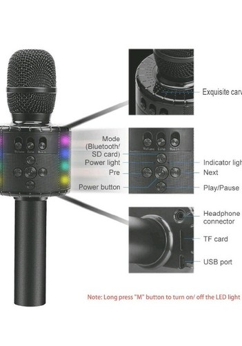 BONAOK Wireless Bluetooth Karaoke Microphone Portable Handheld karaoke Mic New