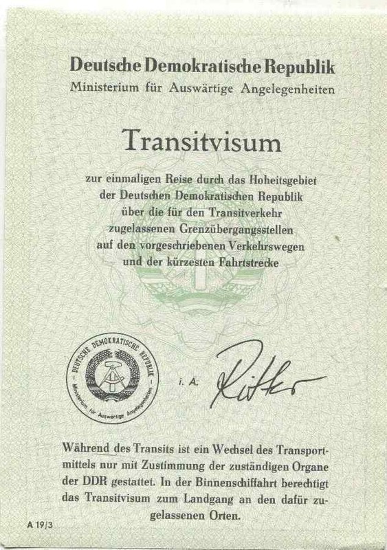 Ddr: Transitvisum Und Durchschlag FÃ¼R Die Transitstrecken (54)