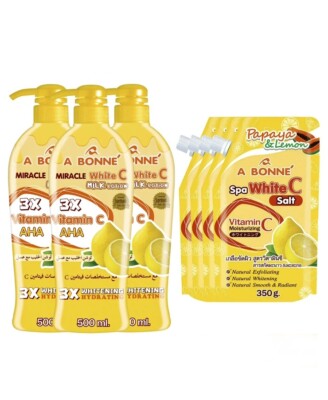 2X Lotion & Salt Scrub A Bonne Miracle Whitenin Extra Vitamin C & AHA Whit C