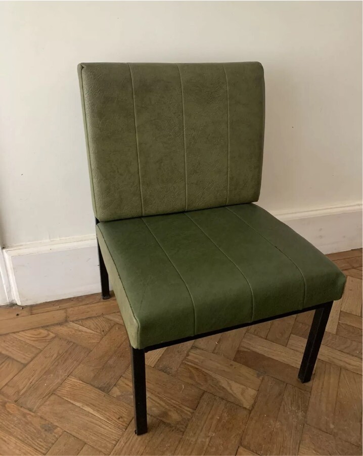 Faux Leather Green Chair Waiting room Vintage 1970’s in Banwell
