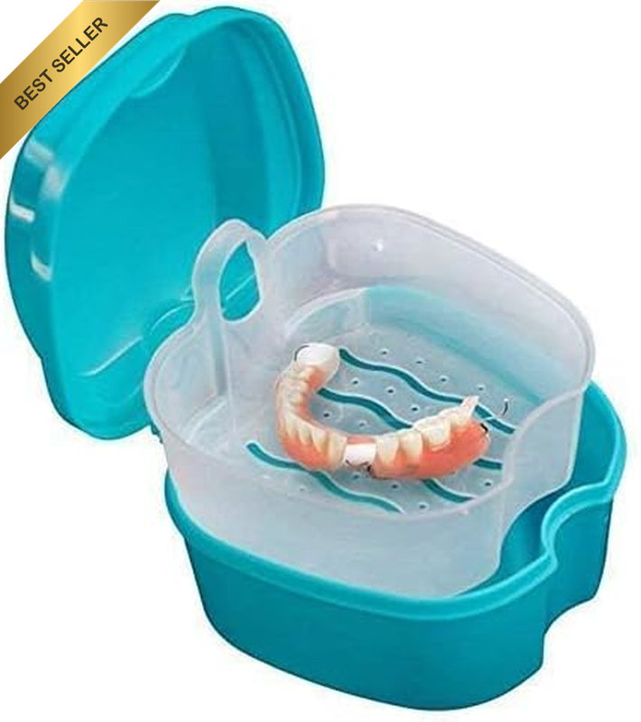 Denture Case, Denture Cup with Strainer, Denture Bath Box False Teeth Storage Bo