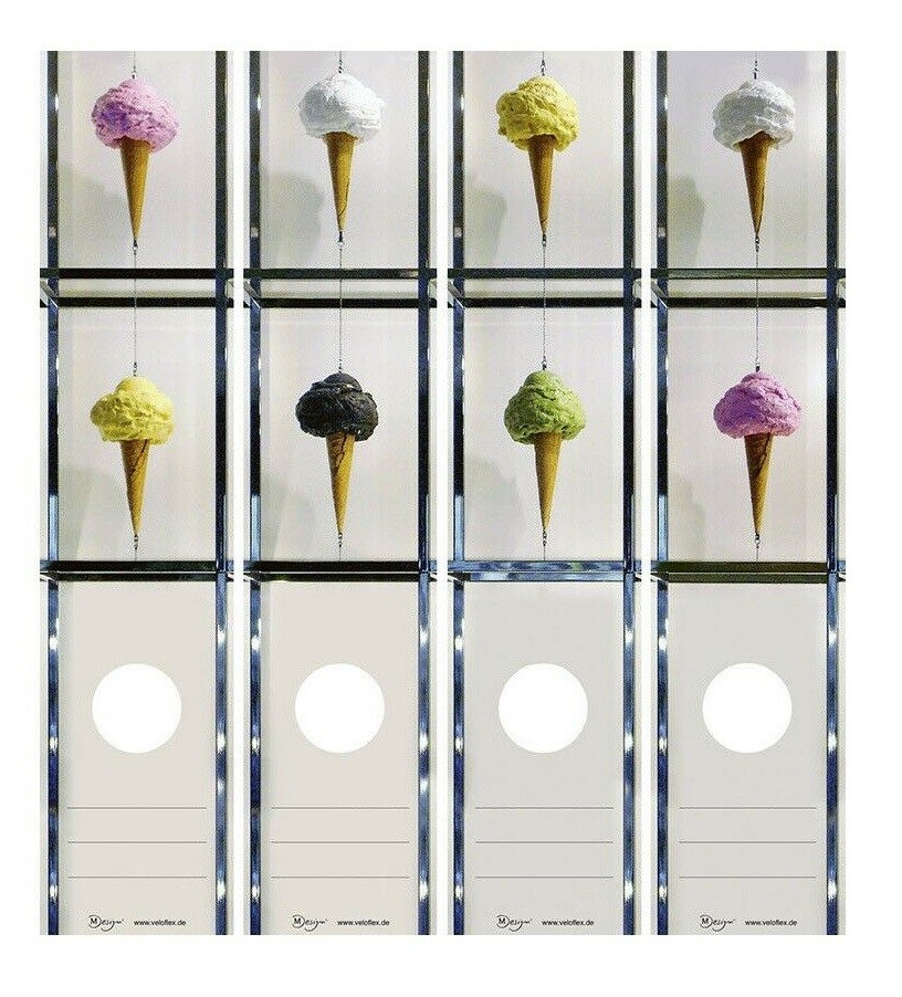 4x Veloflex Ordner Rückenschild Eistüten Eis breit lang selbstkl. beschriftbar