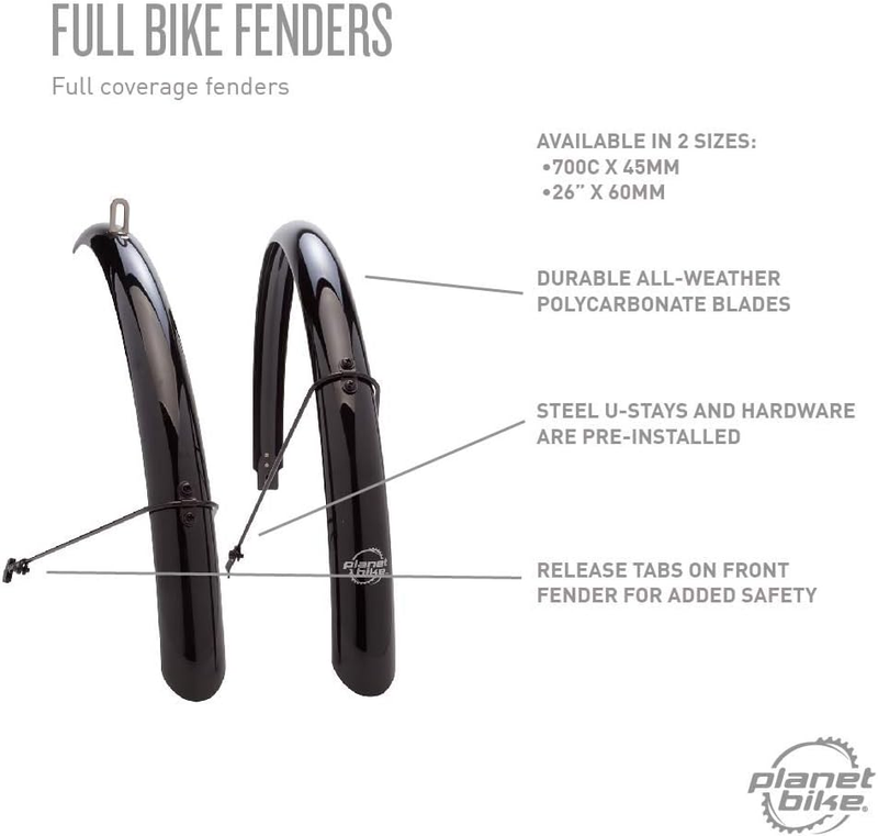 Full Bike Fenders - 26" X 50Mm (Black)- Fits up to a 50Mm Wide Tire