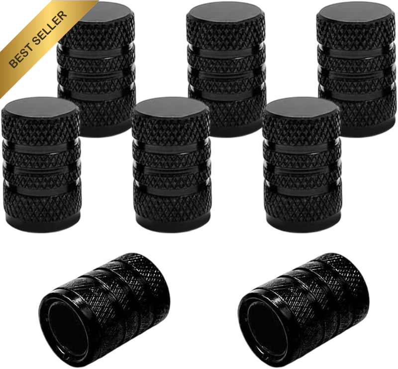 Black 8Pcs Aluminum Tire Valve Caps for Car Bike SUV Motorcycle