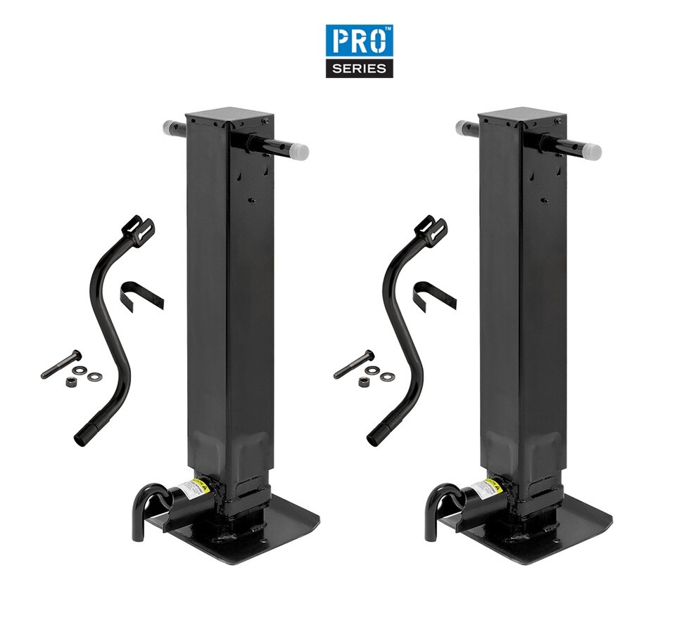 Pro Series 2x 12K Square Trailer Jack w/ Spring Return Drop
