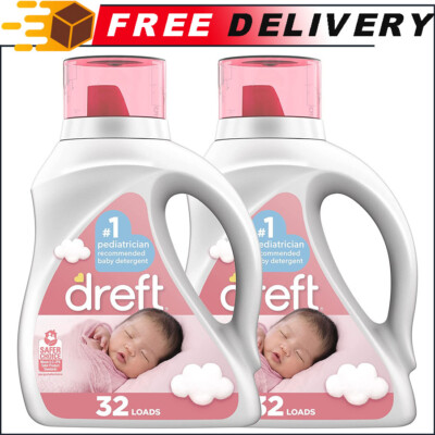 Dreft Stage 1: Newborn Hypoallergenic Liquid Baby Laundry Detergent Pack of 2