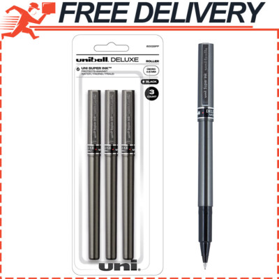 3pk Uni-ball Deluxe Rollerball Pens Water Fading, Micro Point (0.5mm), Black