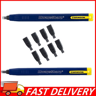 Swanson AlwaysSharp Refillable Mechanical Carpenter Pencil, Black Graphite Tips
