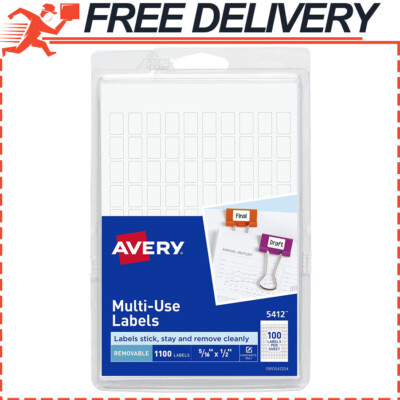 110pk Avery Removable Rectangular Labels, 0.31 x 0.5 Inches, White