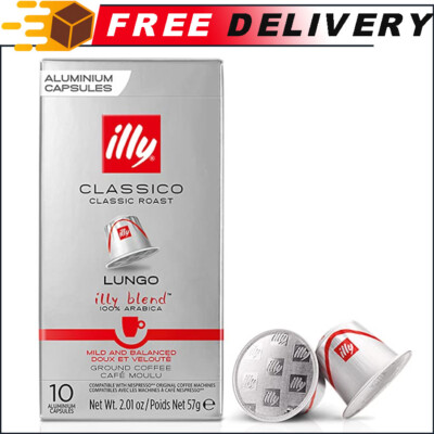 illy Espresso Single Serve Coffee Capsules For Nespresso, Classico Lungo, 10 ct