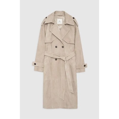 Anine Bing Finley Trench Taupe NWT size M Suede