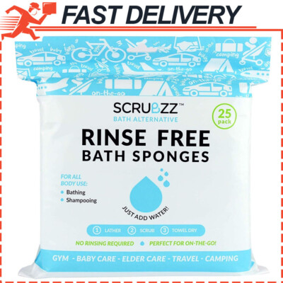 Scrubzz Disposable No Rinse Bathing Wipes - 25 Pack - All-In-1 Single Use Shower