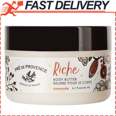 Pre de Provence Riche Hydrating and Soothing Body Butter, Amande, 8 Oz