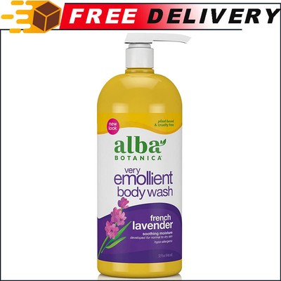 Alba Botanica Moisturizing Very Emollient Bath Shower Gel, French Lavender, 32oz
