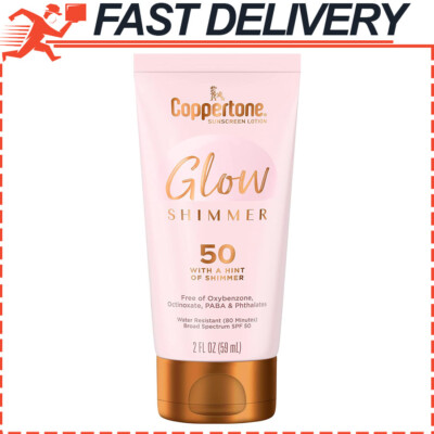 Coppertone Glow w/ Shimmer Sunscreen Lotion SPF 50, Water Resistant, 2 Fl Oz
