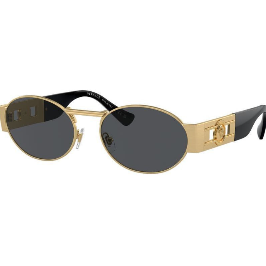 Pre-owned Versace Ve2264 Sunglasses – Stylish Matte Gold Frame With Bold Dark Grey In Gray