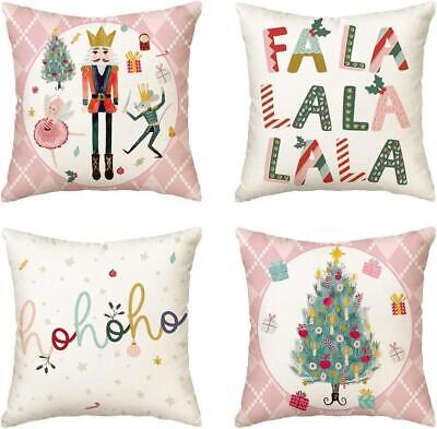 AVOIN colorlife Merry Christmas Nutcracker Pink Throw Pillow Covers, 20 x 20