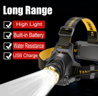 9000000 Lumen Super Bright Rechargeable High Power Headlamp Waterproof Head Lamp