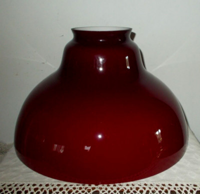 NOS~ANT/VTG DEEP RUBY RED CASED GLASS LAMP/LIGHT SHADE 11 3/4'' FITTER X 7 1/2 H