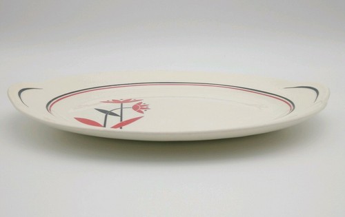 Harker Pottery Deco Dahlia Pattern Serving Platter And Vegetable Dish 1930s