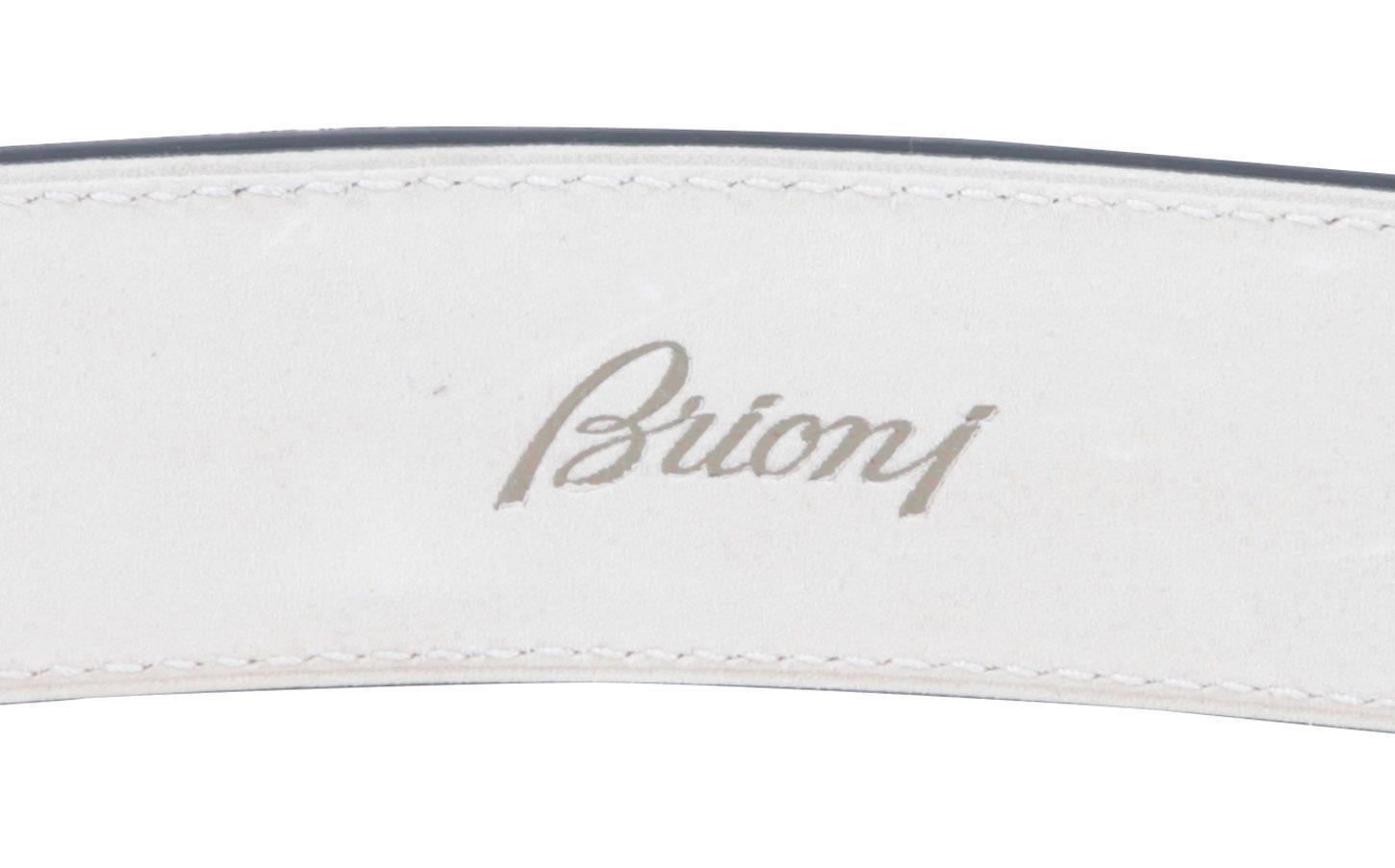 Pre-owned Brioni Men's Leather Belt Buckle Size 110 Cm 44" Brown Handmade In Italy
