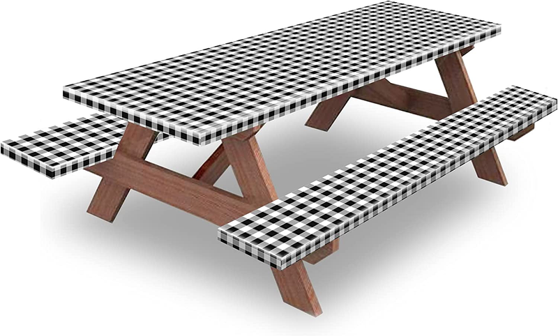 KENOBEE 5Ft Picnic Table and Bench Fitted Tablecloth Cover, 60