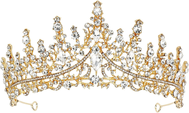Gold Crown Tiara for Women - Wedding, Queen, Crystal Royal Princess Headpiece fo