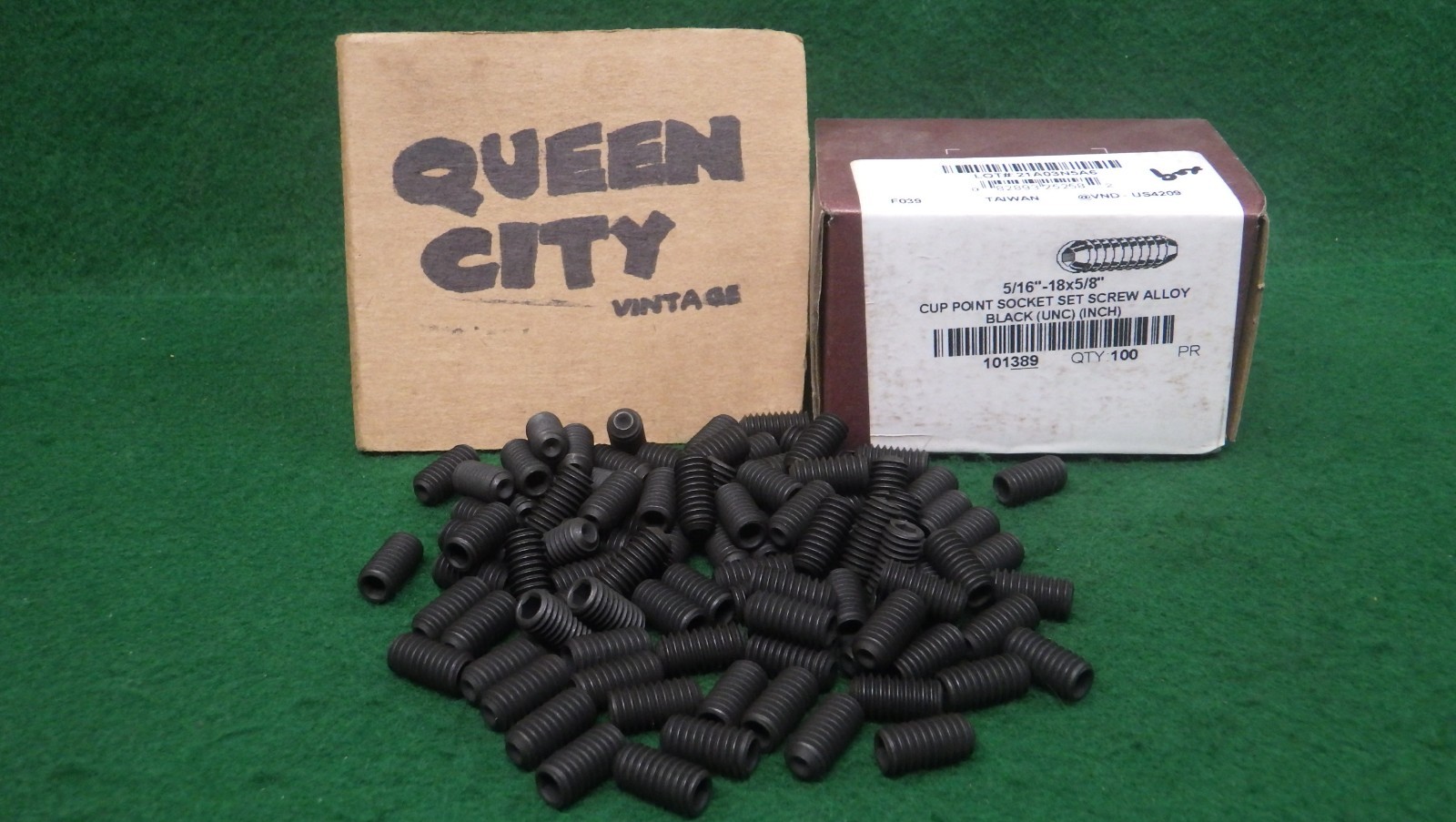 Lot of (100) 5/16-18 x 3/8" Socket Set Screw Cup Point Black