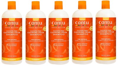 Cantu Sulfate-Free Cleansing Cream Shampoo with Shea Butter for Natural Lot of 5