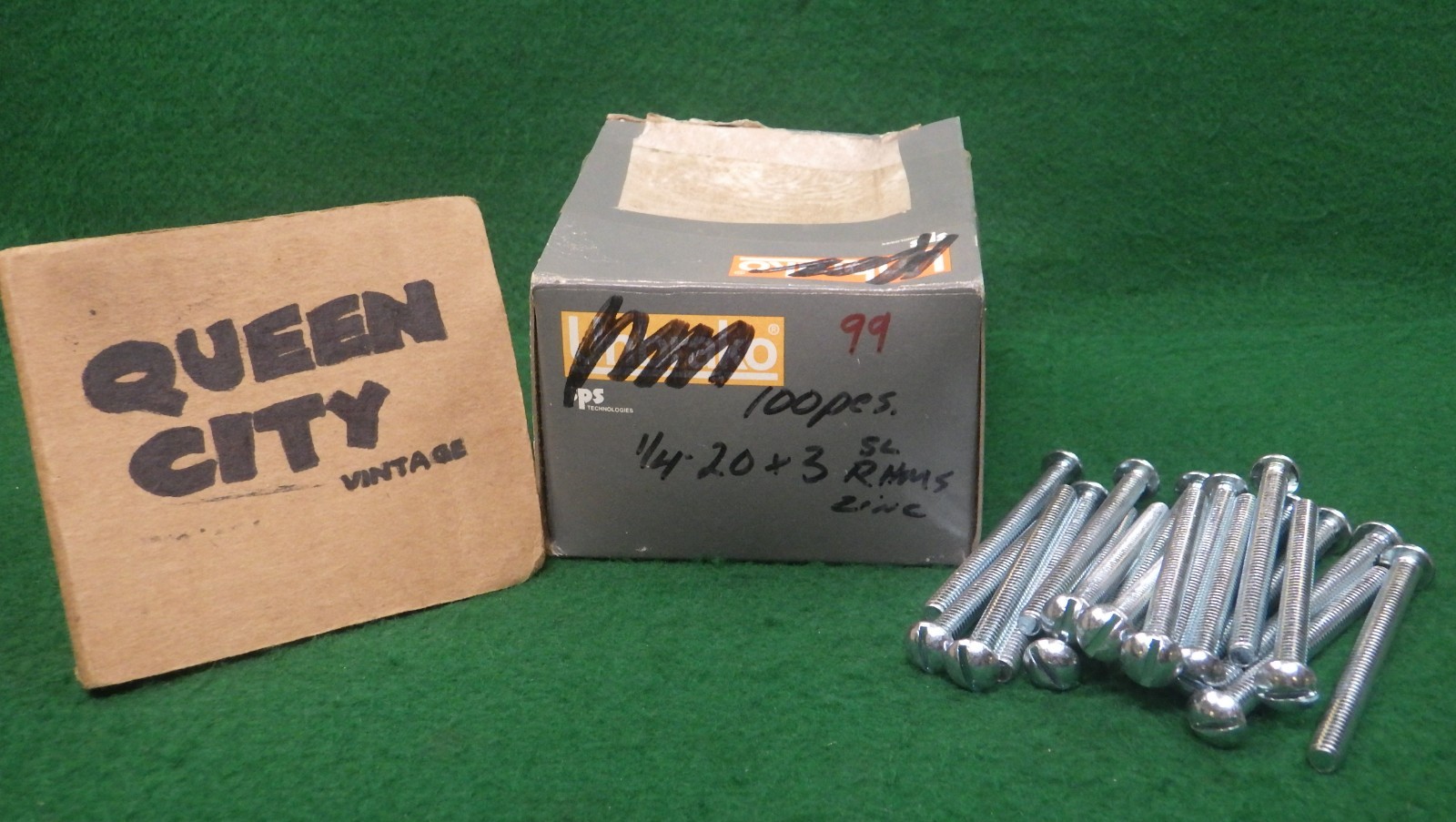 1/4-20 x 3" Slot Round Head Machine Screw Lot of (100) Zinc