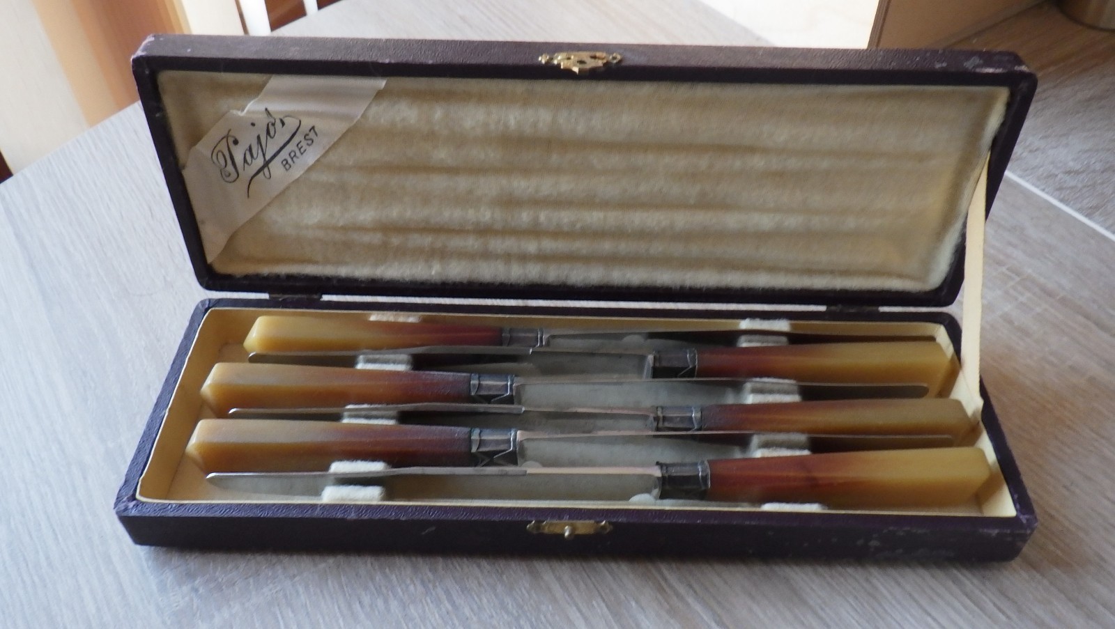 Coffret 5 porte-couteaux en cristal de baccarat France, écrin d'origine
