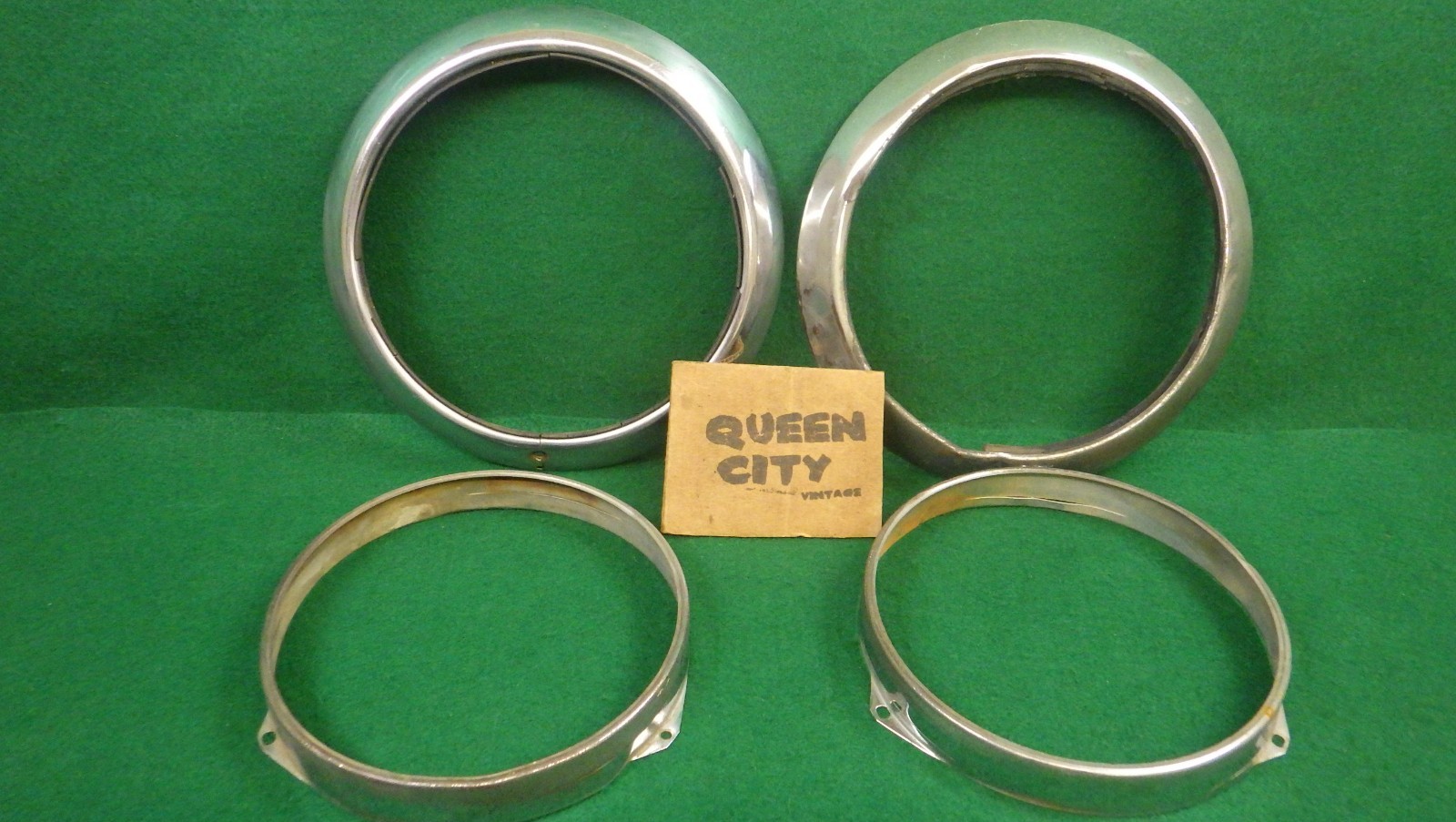 Pair 1947-1953 Chevy Truck Headlight Bezels+Retainer Rings