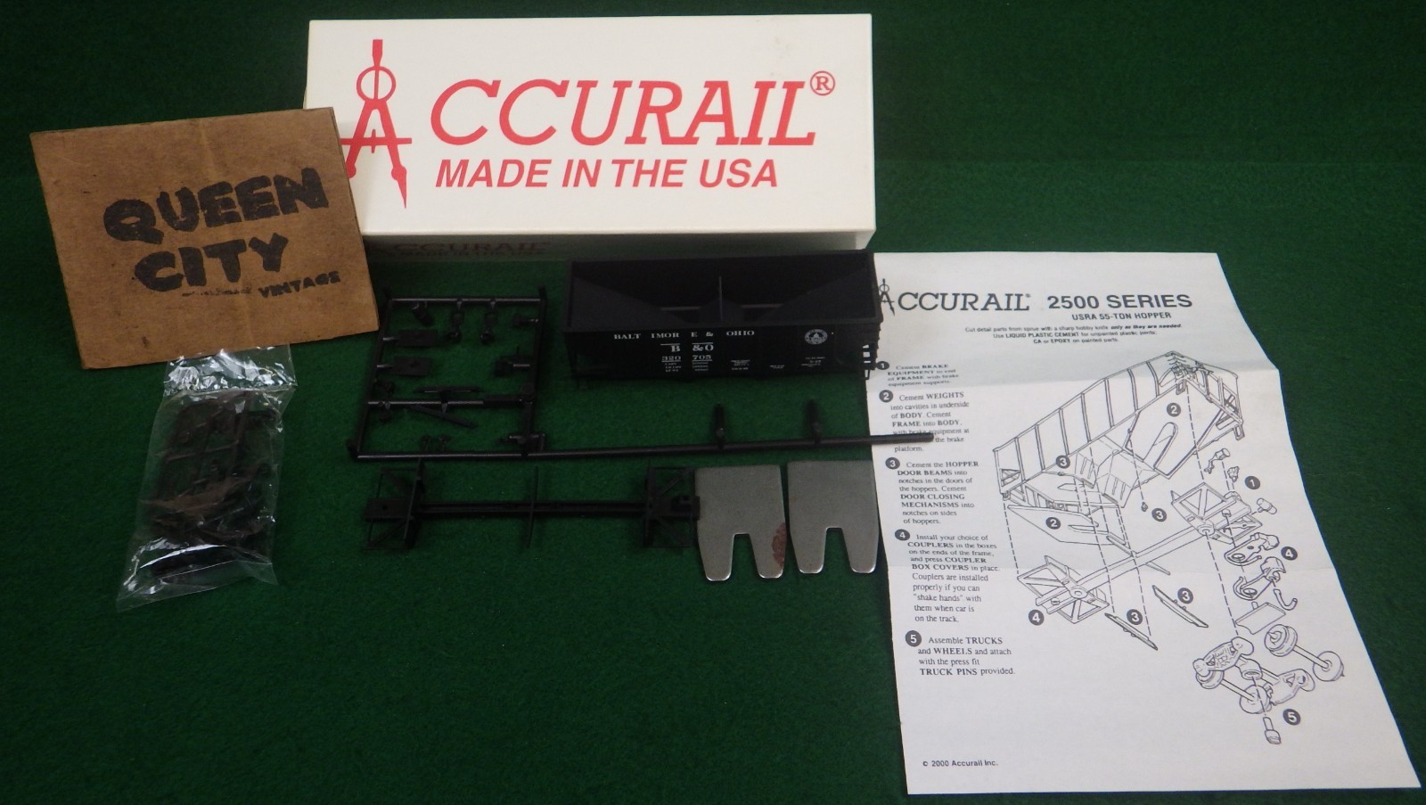 NIB Accurail HO scale 2655 USRA 55 ton hopper B&O rib side unbuilt