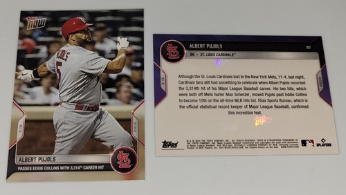 2022 Topps Now Albert Pujols #197 3314 Career hit Passes Eddie Collins 05.18.22