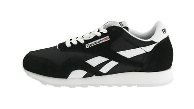 REEBOK Classic Nylon Knit Black White Women Running Shoes Sneakers