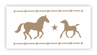 Stencils by Joanie Kentucky Horse Mare Colt Star Barbed Wire Border DIY Art Sign