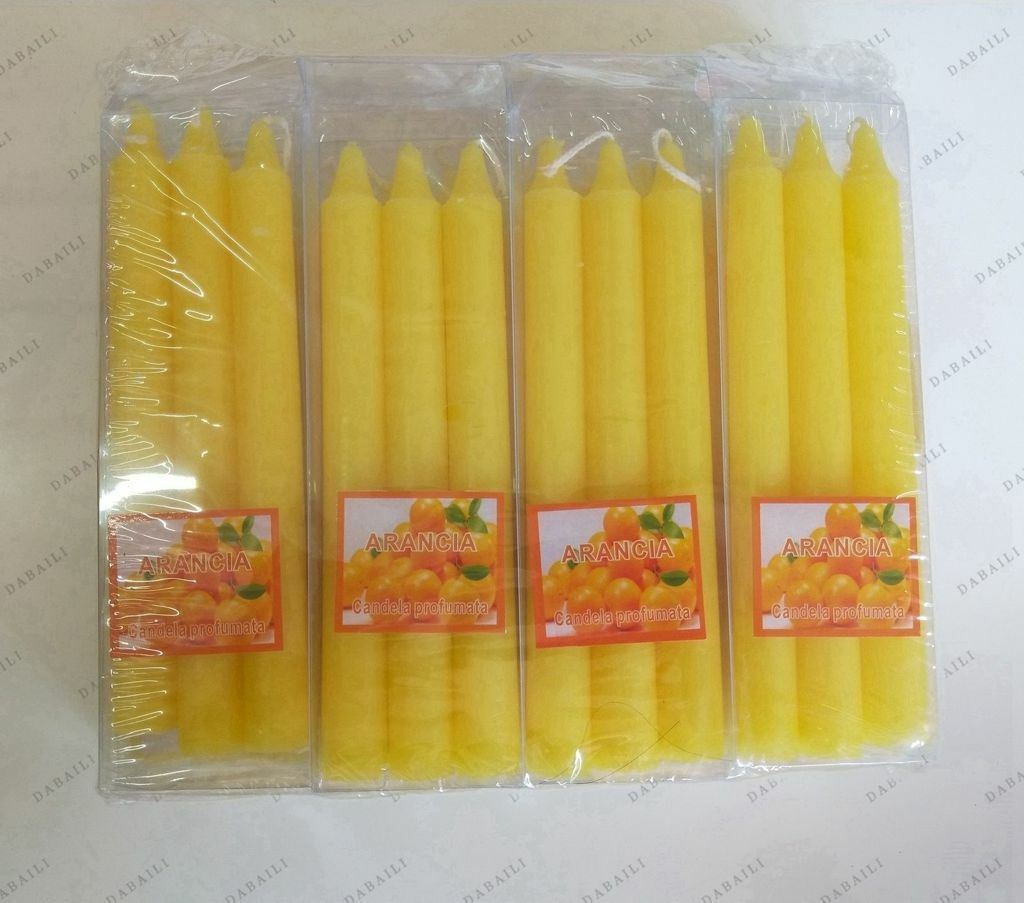Set 36 Pezzi Candele Gialle Lunghe 19cm Profumate Arancia Decorazione bal